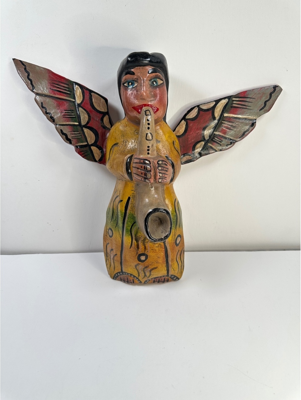 Spanish Colonial Folk Art Angel Hand Carved Nahuatl Artisan Guerrero Mexico